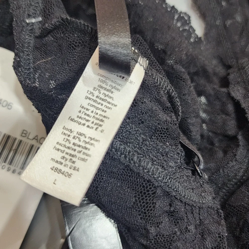 Hanky Panky After Midnight Black Lace Teddy Bodysuit Front Tie Large